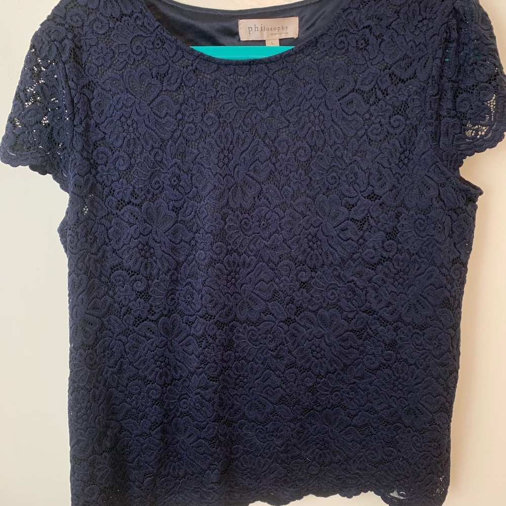 women’s philosophy navy lace top